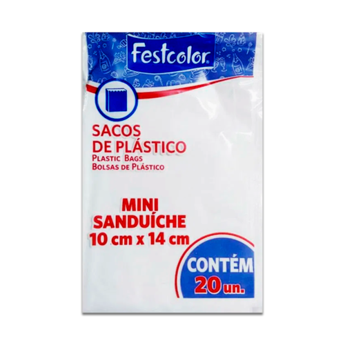 Saco Plástico Mini Sanduíche Festcolor c/ 20un
